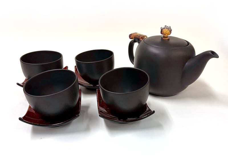 大夾碳黑陶壺組